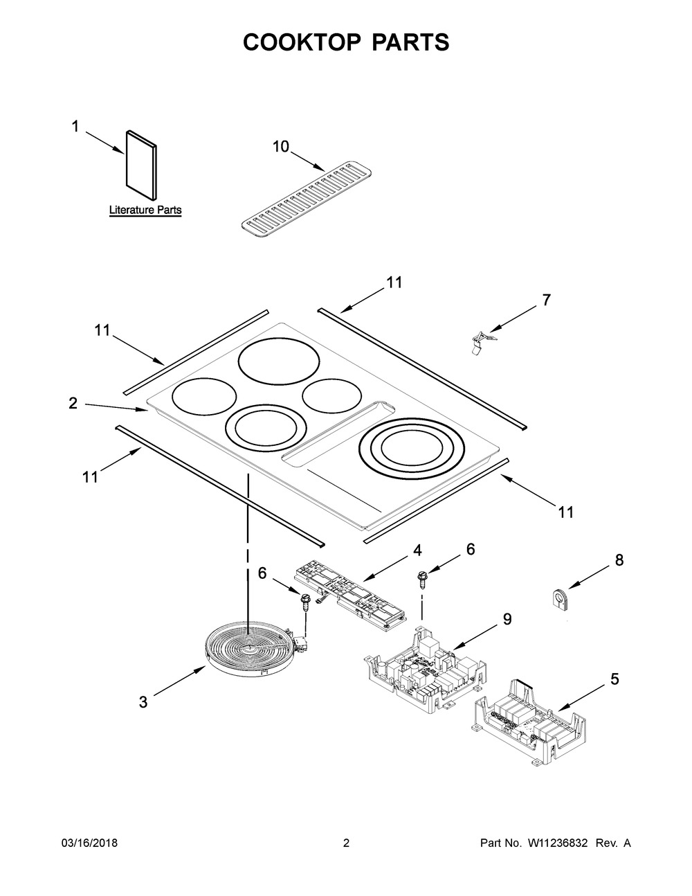 Cooktop Parts Diagram and Parts List for JED4536GS01  Maytag Cooktop