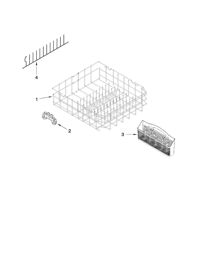 Lower Rack Parts Diagram and Parts List for MDBTT53AWB2  Maytag Dishwasher