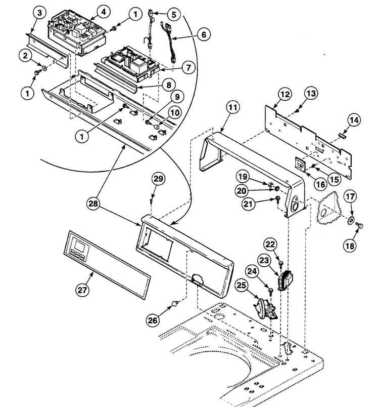 Control Panel Diagram and Parts List for SWTH21LN  Speed Queen Washer