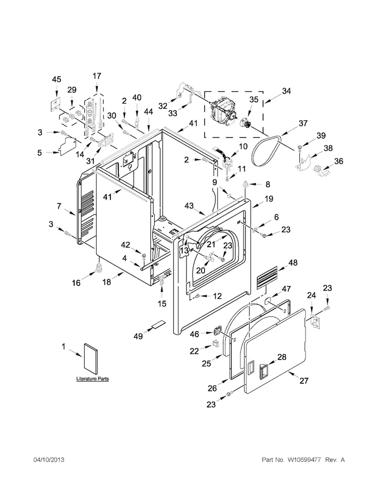Cabinet Parts Diagram and Parts List for MEDC300XW1  Maytag Dryer