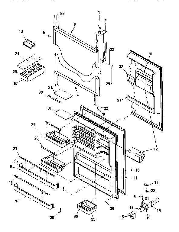 Refrigerator Door Diagram and Parts List for TV18S3W-P1194901W  Amana Refrigerator