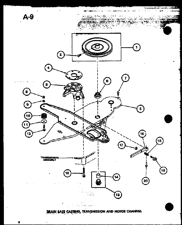 Drain Base Casting Diagram and Parts List for TWA-200 P75753-1W Amana Washer