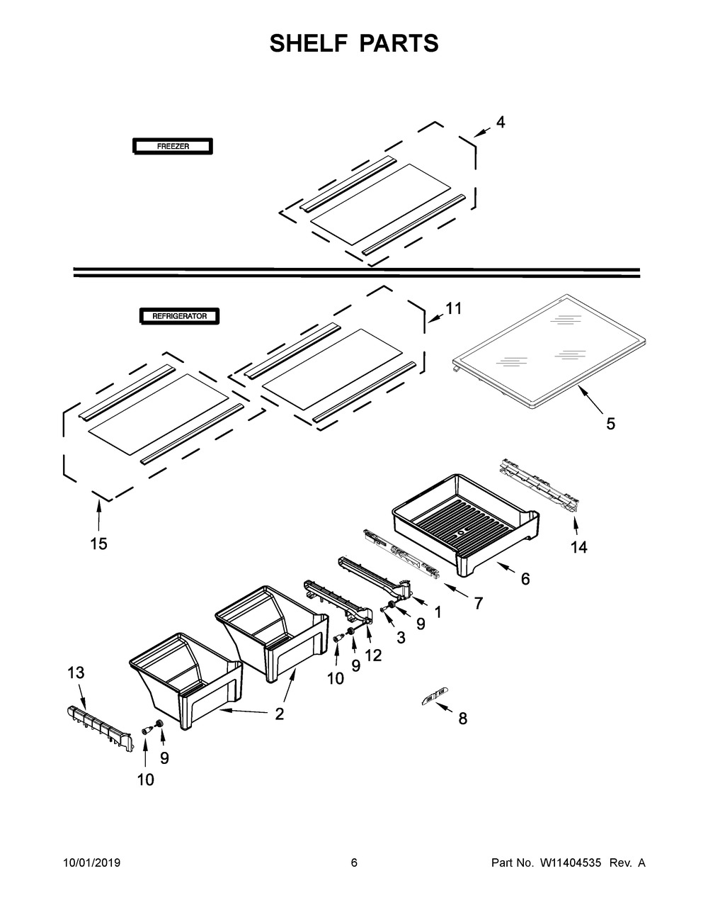 Shelf Parts Diagram and Parts List for MRT118FFFZ05  Maytag Refrigerator