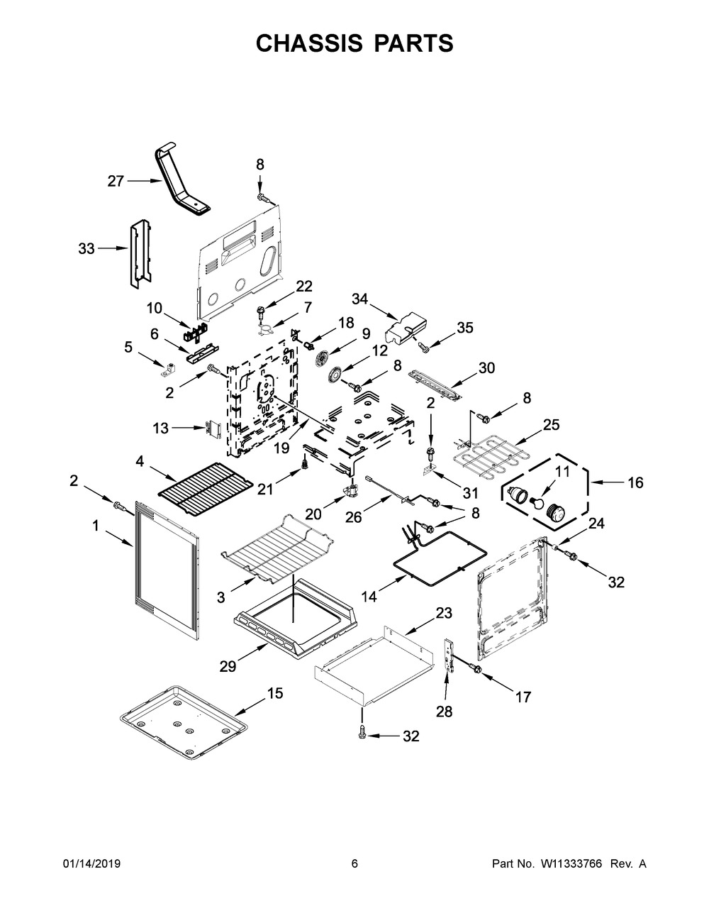 Chassis Parts Diagram and Parts List for MER8800HK0  Maytag Range