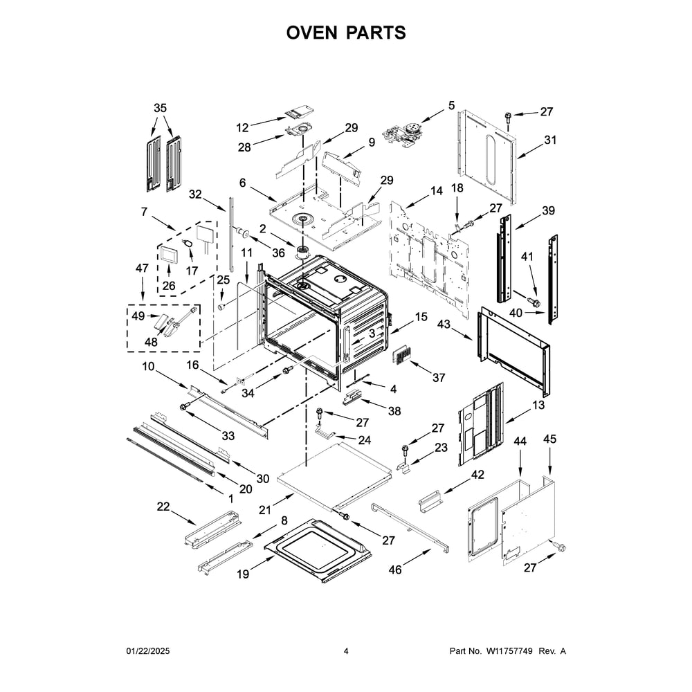 Oven Parts Diagram and Parts List for JOECC730RM00  Jenn-Air Microwave Oven Combo