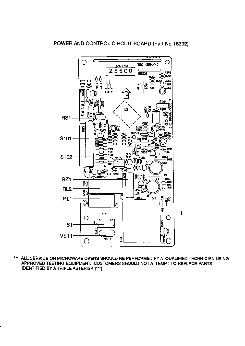 Circuit Board Diagram and Parts List for 56569280890  Kenmore Microwave