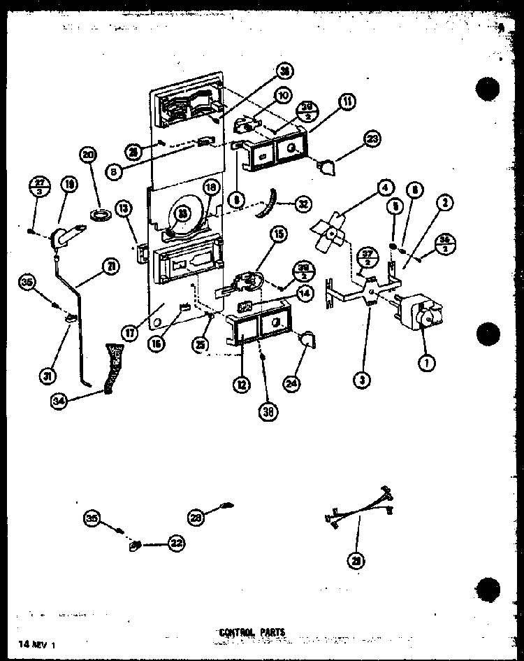 Section 1 Diagram and Parts List for TM14ML-P7705208WL  Amana Refrigerator