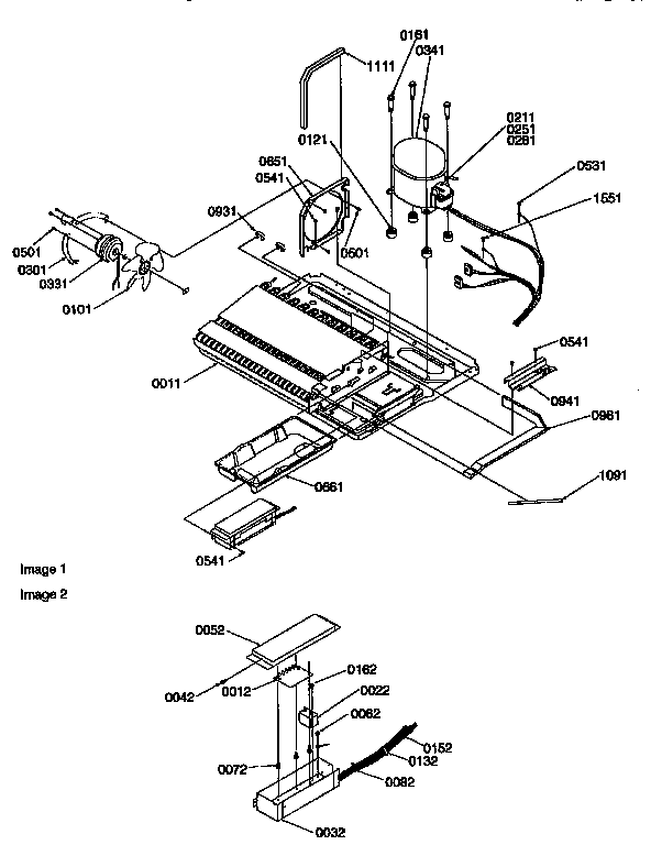 Machine Compartment Diagram and Parts List for 57085-P1190813WE  Amana Refrigerator