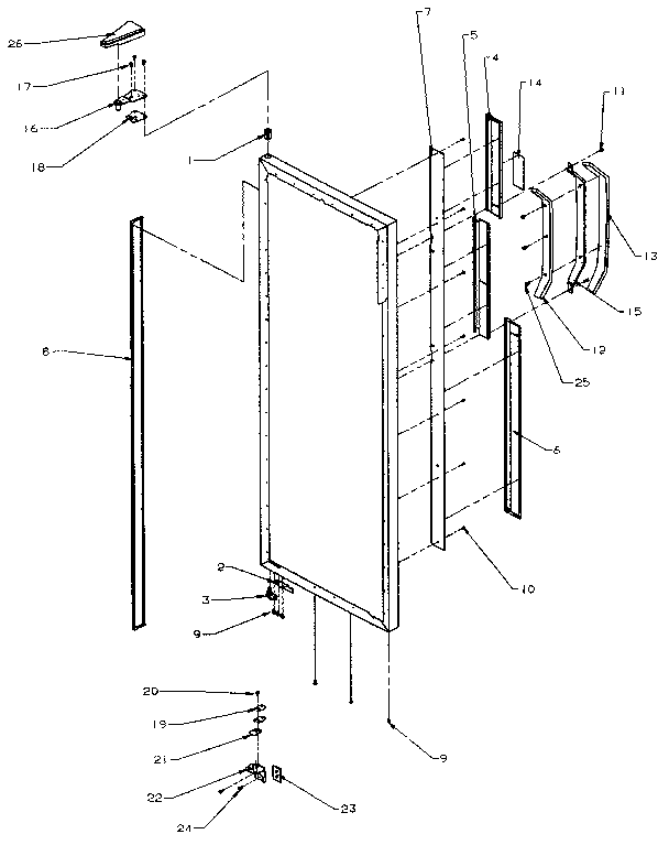 Refrigerator Door Hinge And Trim Diagram and Parts List for SX22N-P1162703W  Amana Refrigerator