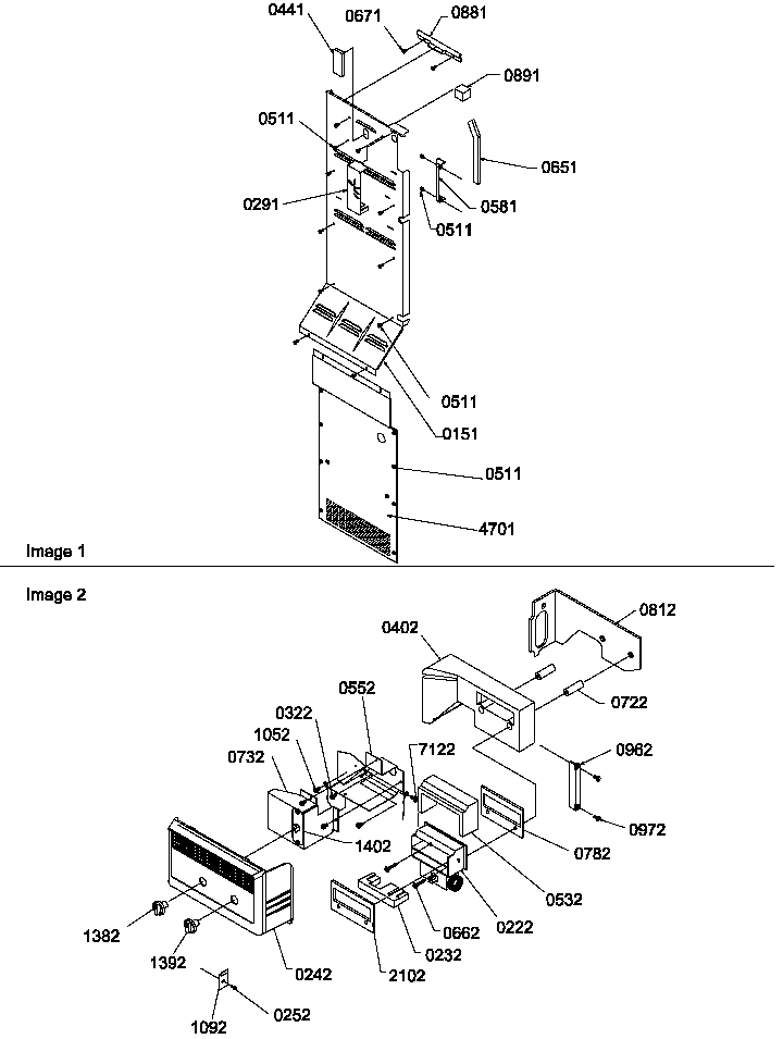 Control Assembly Diagram and Parts List for SB520SW-P1185003WW  Amana Refrigerator