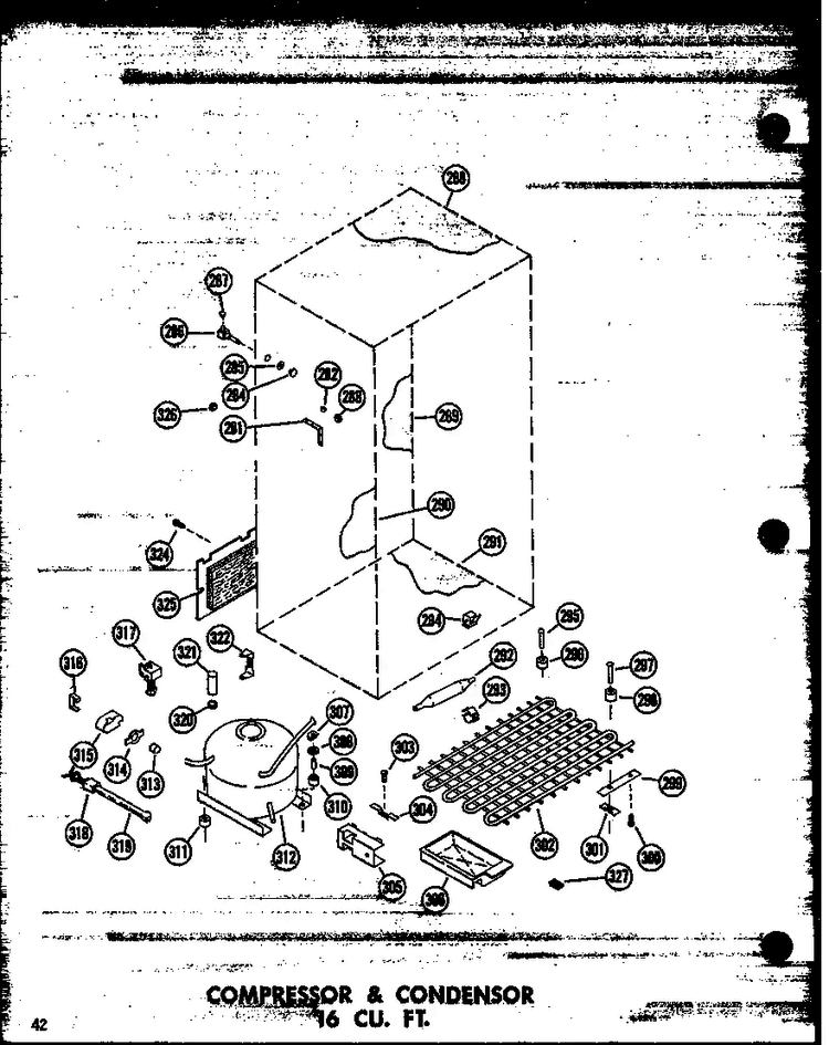 Compressor & Condenser 16 Cu. Ft. Diagram and Parts List for T16N-P60236-48W  Amana Refrigerator