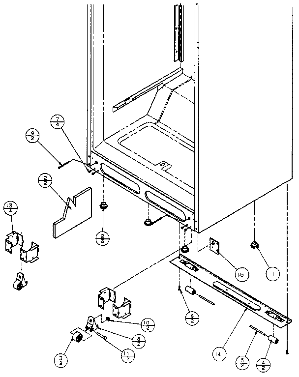 Cabinet Bottom Diagram and Parts List for TX21R-P1157603W  Amana Refrigerator