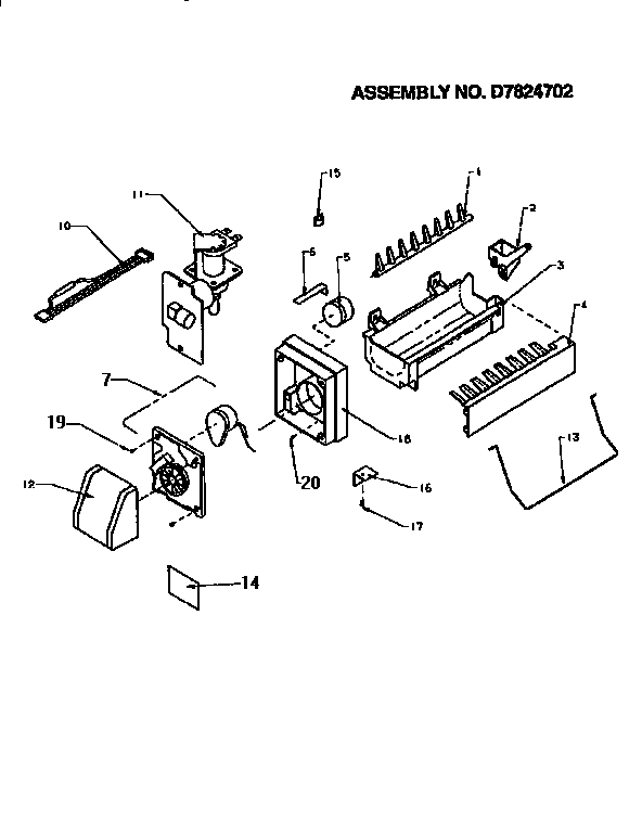 8 Cube Compact Ice Maker Diagram and Parts List for TX22R2-P1157706W  Amana Refrigerator