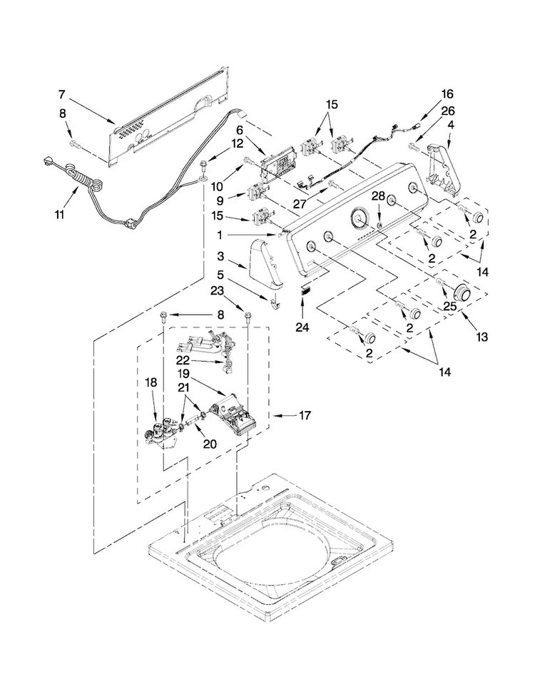 Console And Water Inlet Parts Diagram and Parts List for 4GMVWC400YW0  Maytag Washer