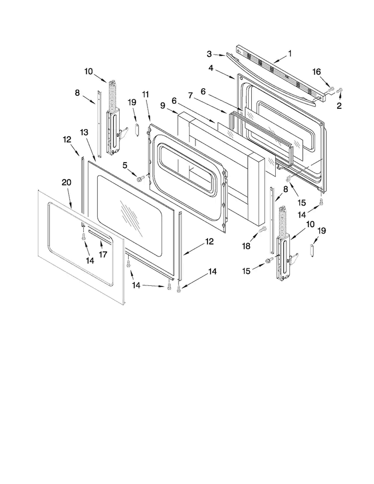 Door Parts Diagram and Parts List for MGR7775WB2  Maytag Range