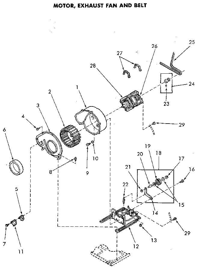 Motor And Exhaust Fan Diagram and Parts List for NG6819L53838  Speed Queen Dryer