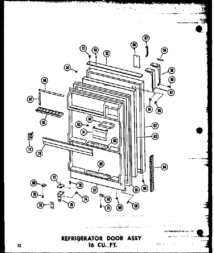 Refrigerator Door Assy 16 Cu. Ft. Diagram and Parts List for T16N-C-P60236-42WC  Amana Refrigerator