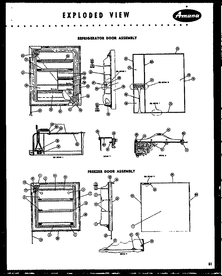 REF DOOR ASSY Diagram and Parts List for FPR98LD  Amana Refrigerator