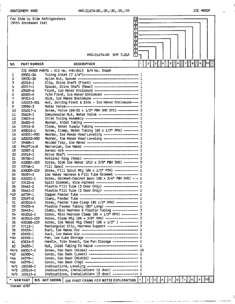 Ice Maker Page 2 Diagram and Parts List for 21674A  Admiral Refrigerator