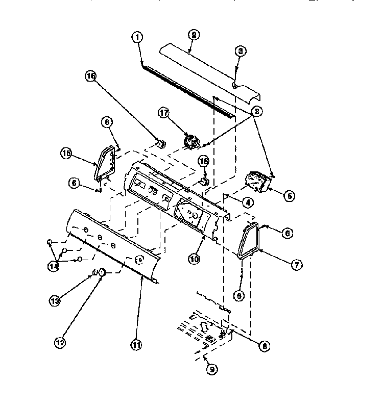 Graphic Panel, Control Mounting Plate And Controls Diagram and Parts List for CW8202W2-PCW8202W2B  Crosley Washer