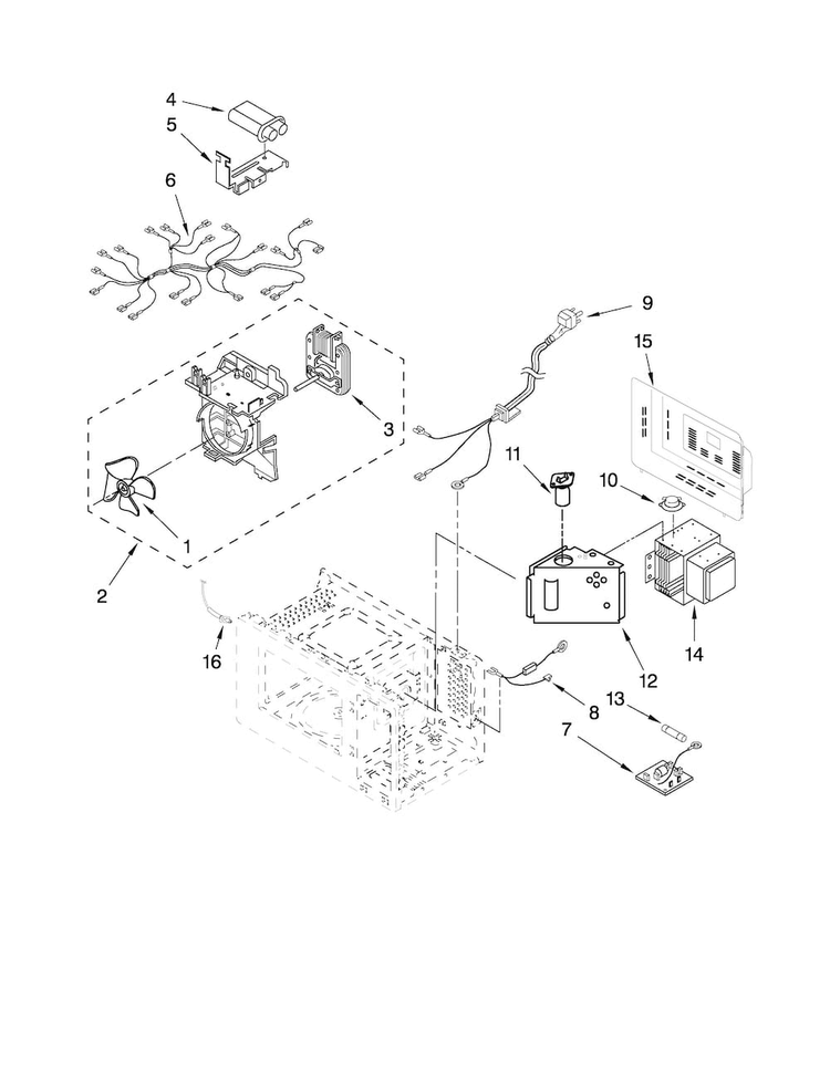 Microwave Interior Partsq Diagram and Parts List for JMC9158BCW10  Jenn-Air Microwave
