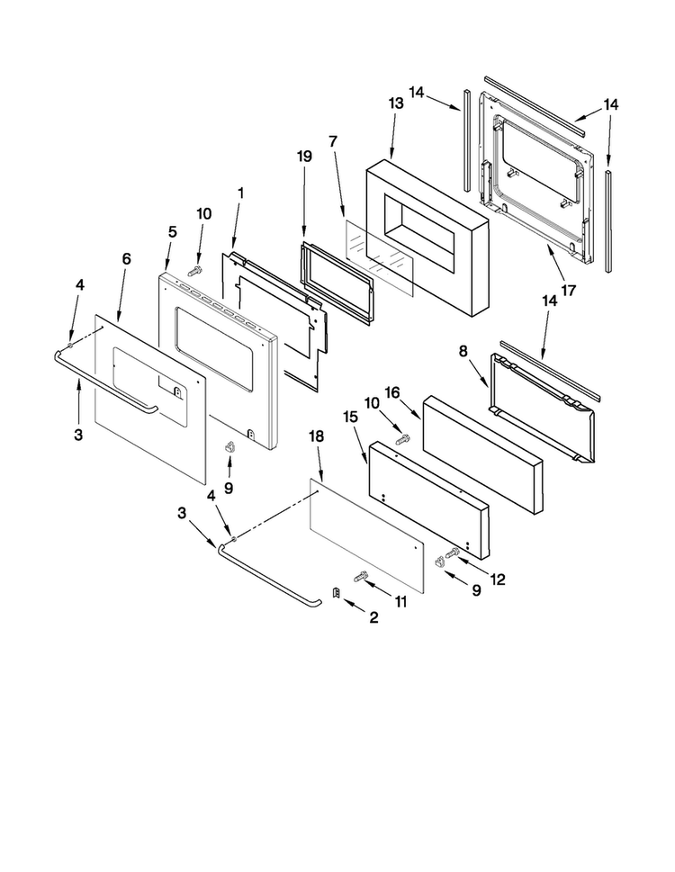 Oven Door Parts Diagram and Parts List for CWG3100AAB25  Maytag Wall Oven