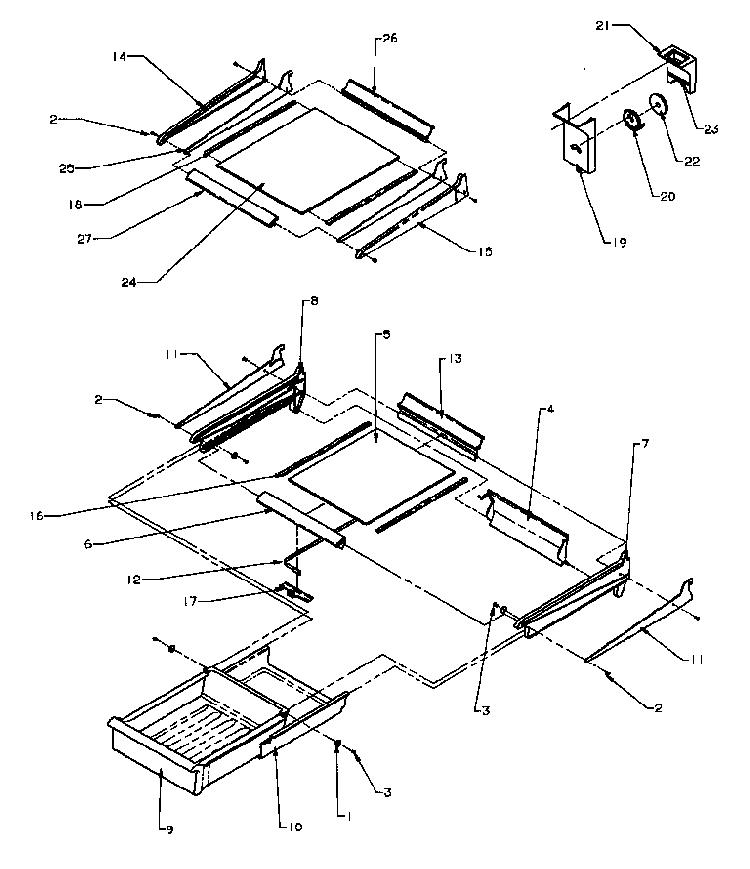 Cabinet Shelving Diagram and Parts List for TX25R4E-P1175402WE  Amana Refrigerator