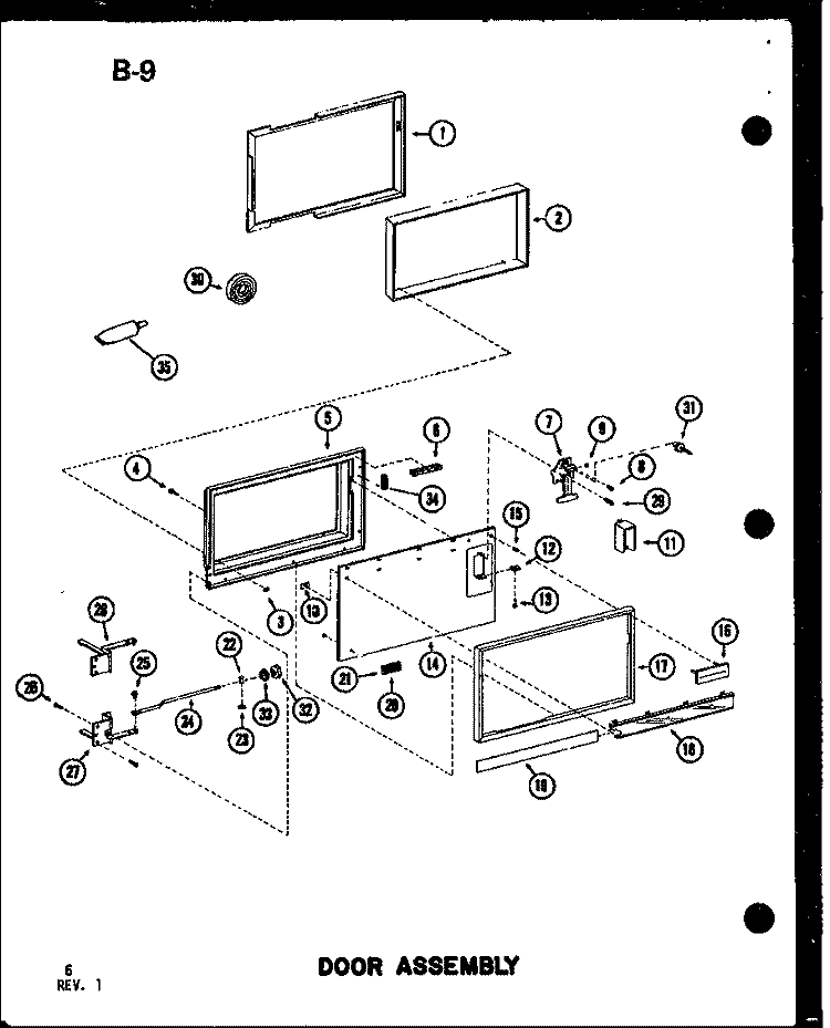 DOOR ASSY Diagram and Parts List for RC-14B P7355001M Amana Microwave