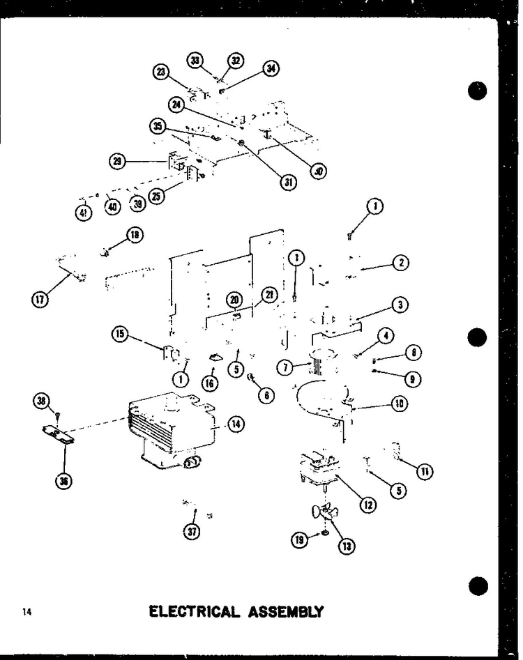 Electrical Assembly Diagram and Parts List for RC-14S P73824-2M Amana Microwave