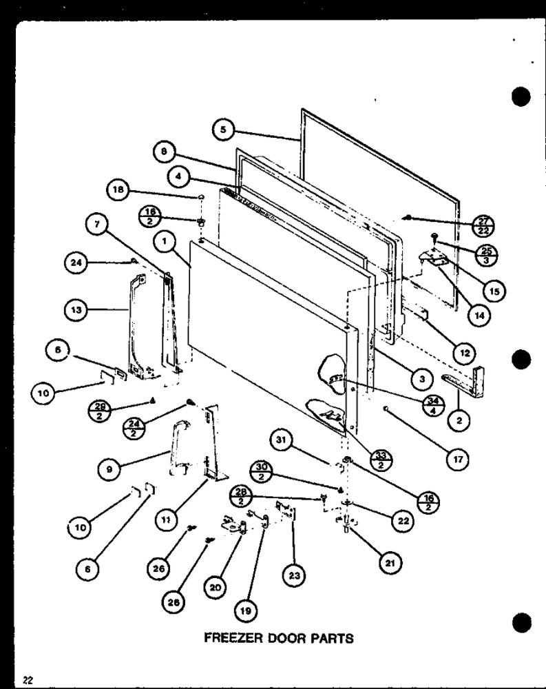 Freezer Door Parts 2 Diagram and Parts List for IC3H-P7621307W-TM  Amana Refrigerator