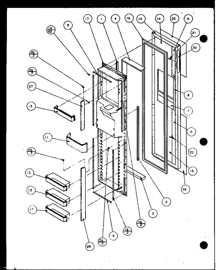 Freezer Door Diagram and Parts List for SBD20H-P7836031W  Amana Refrigerator