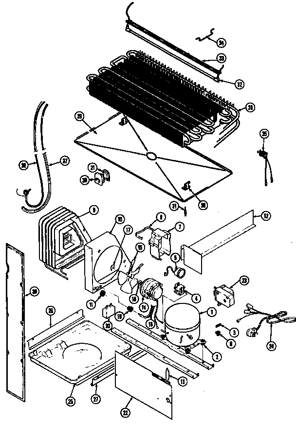 Unit Compartment & System Diagram and Parts List for NT173MW DC24C Norge Refrigerator