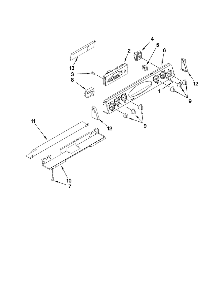 Control Panel Parts Diagram and Parts List for MES5775BCW20  Maytag Range