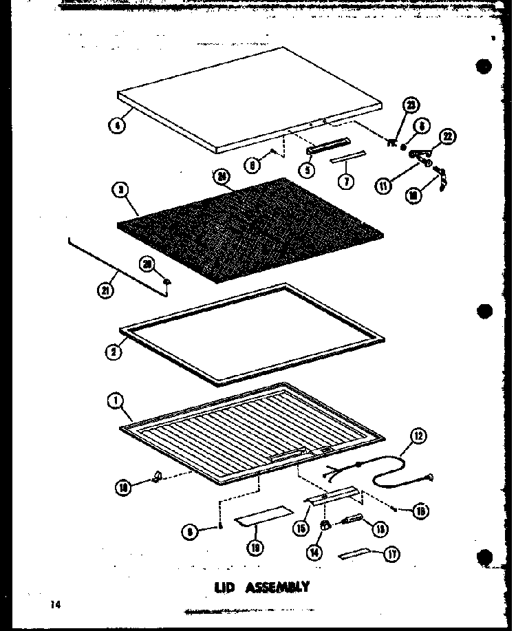 Lid Assembly Diagram and Parts List for C11W P60330-9W Amana Freezer