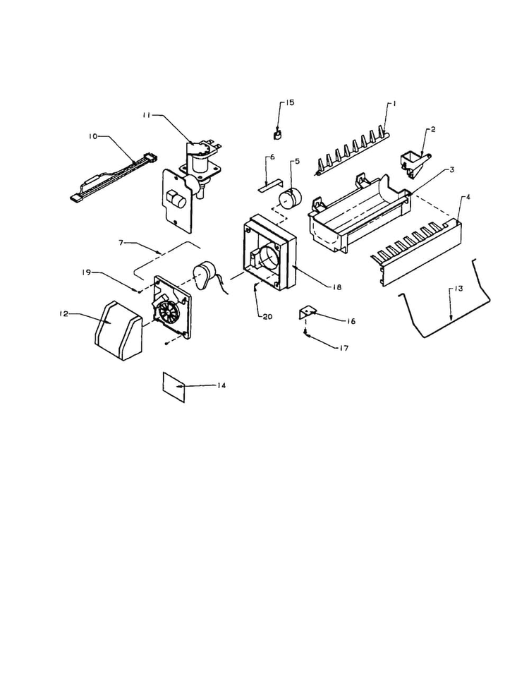 8 Cube Compact Icemaker - D7824702 Diagram and Parts List for BX22A2-P1161606W  Amana Refrigerator