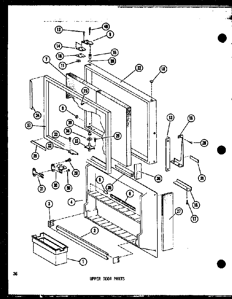 Upper Door Parts Diagram and Parts List for TC18D-P73500-25W  Amana Refrigerator