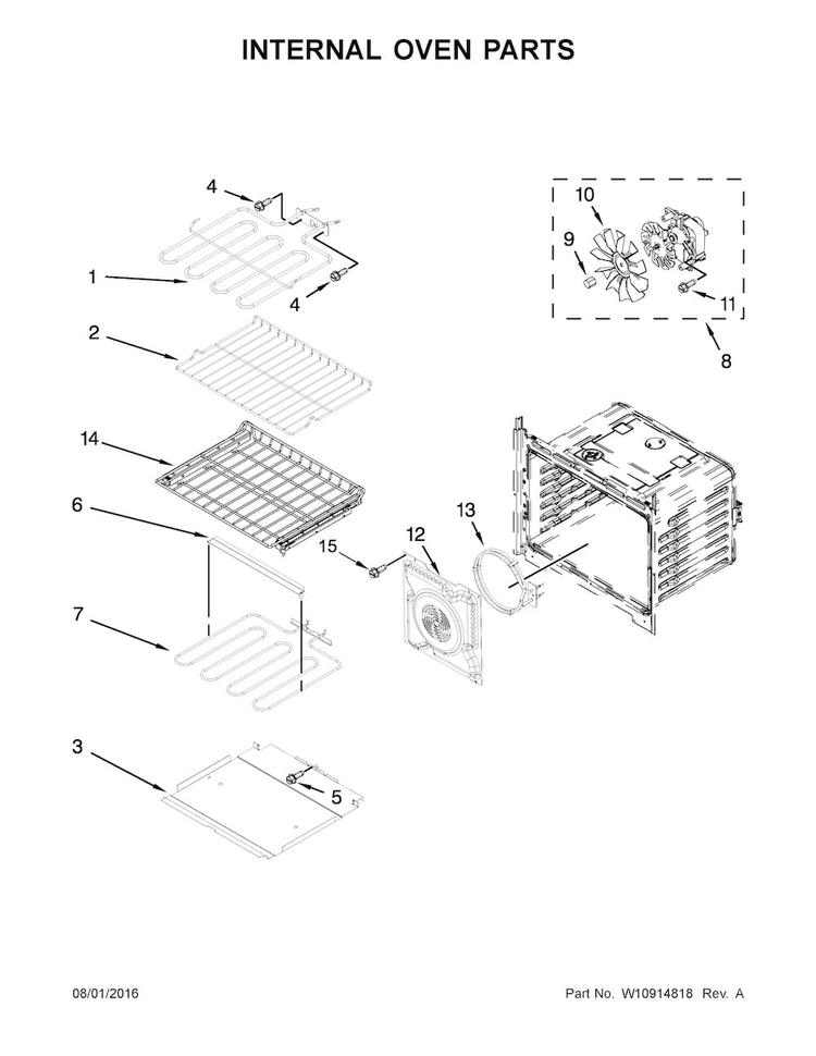 Internal Oven Parts Diagram and Parts List for MEW9527FZ01  Maytag Wall Oven