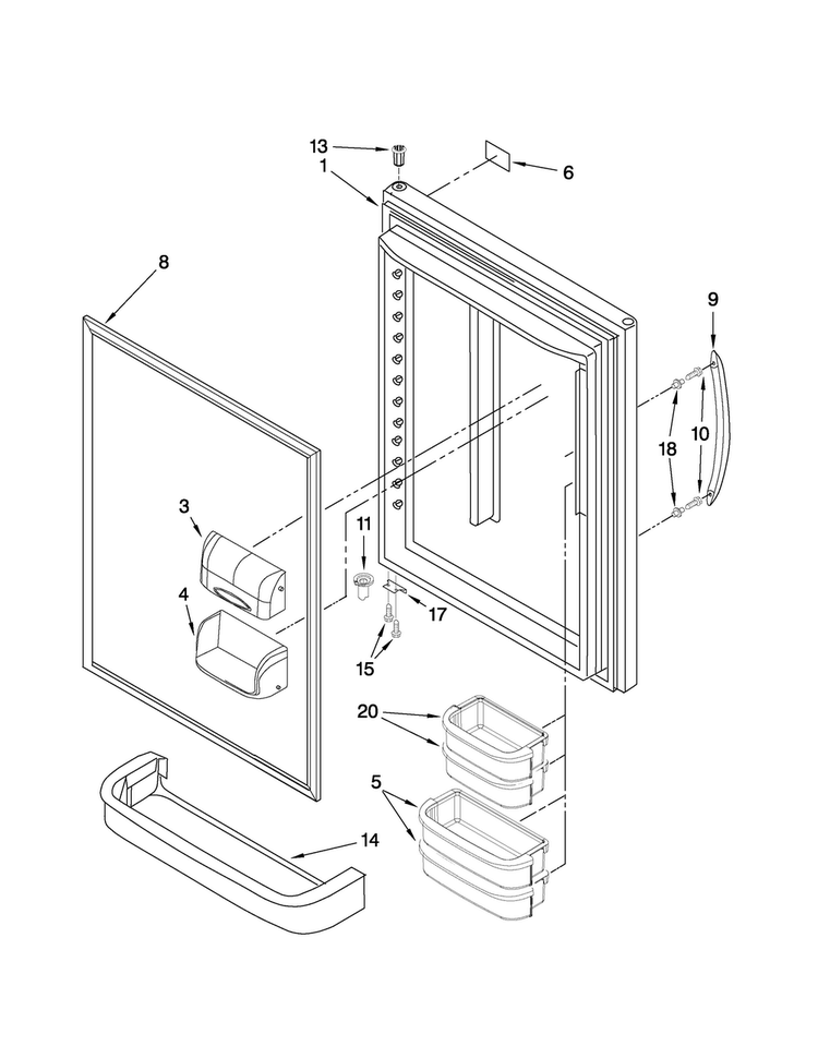 Refrigerator Door Parts Diagram and Parts List for ABR1927VES4  Amana Refrigerator