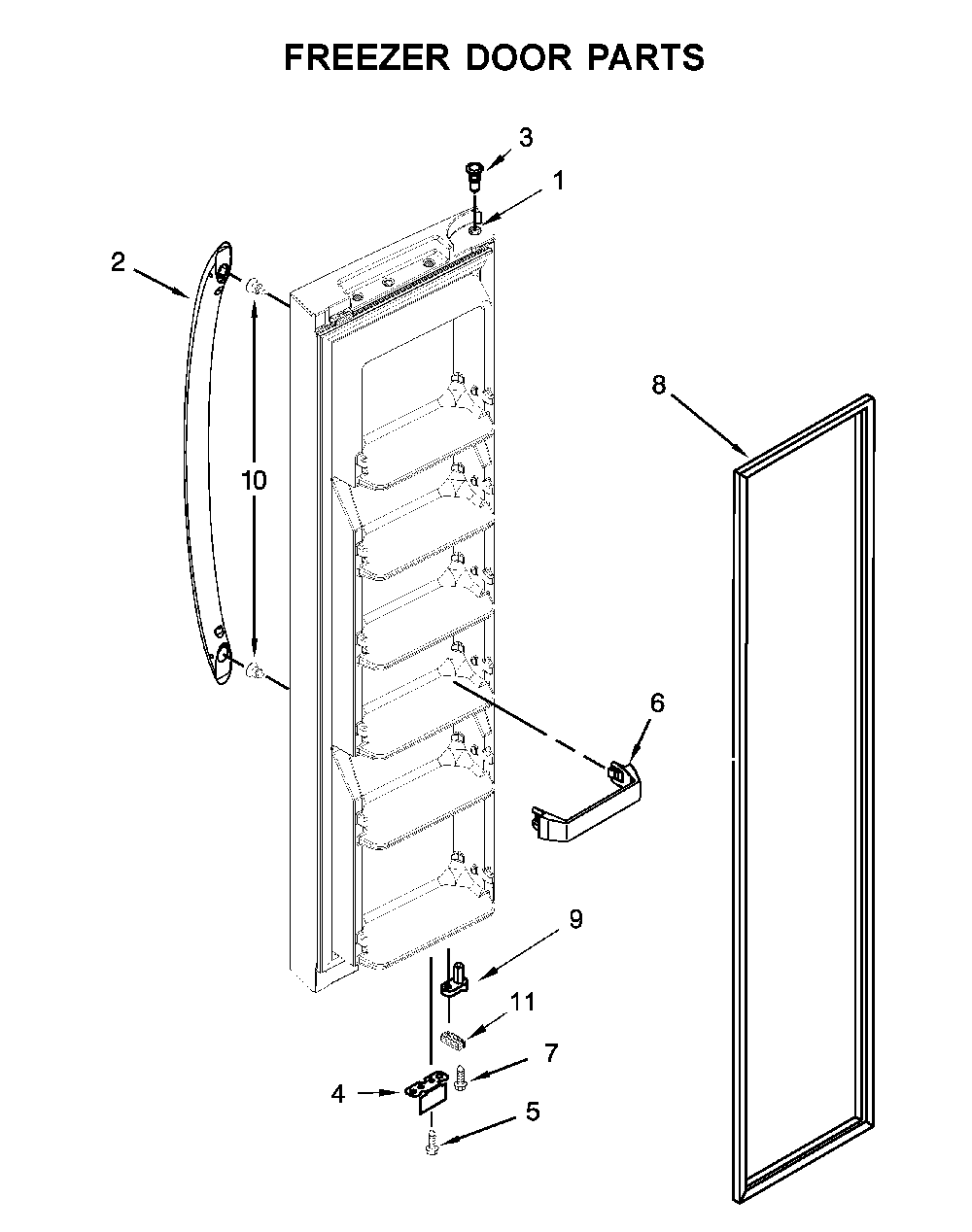 Freezer door parts Diagram and Parts List for MSS25N4MKZ01  Maytag Refrigerator