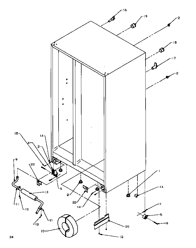 Drain And Rollers Diagram and Parts List for SXD20Q2W-P1162508WW  Amana Refrigerator