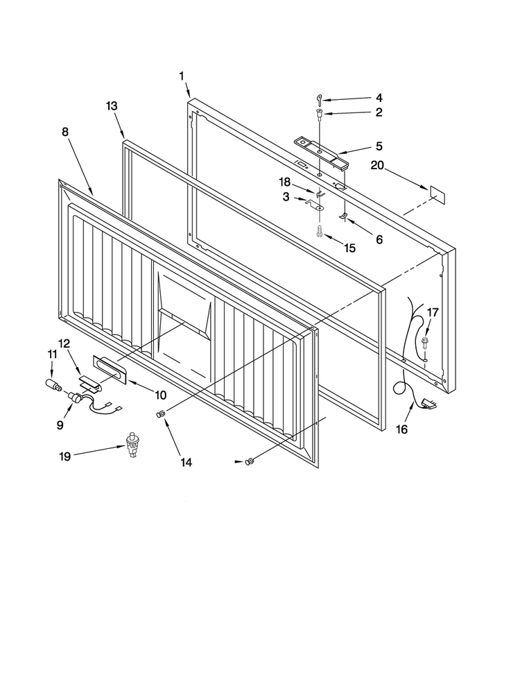Door Parts Diagram and Parts List for AQC0701TRW03  Amana Freezer