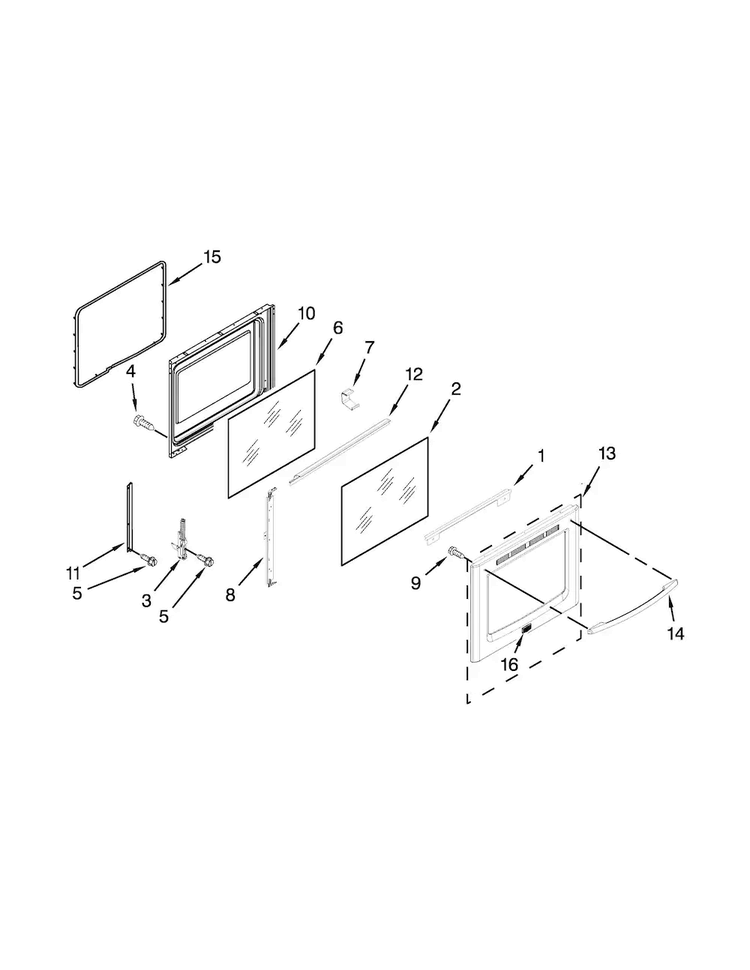 Door Parts Diagram and Parts List for MER8680BW0  Maytag Range