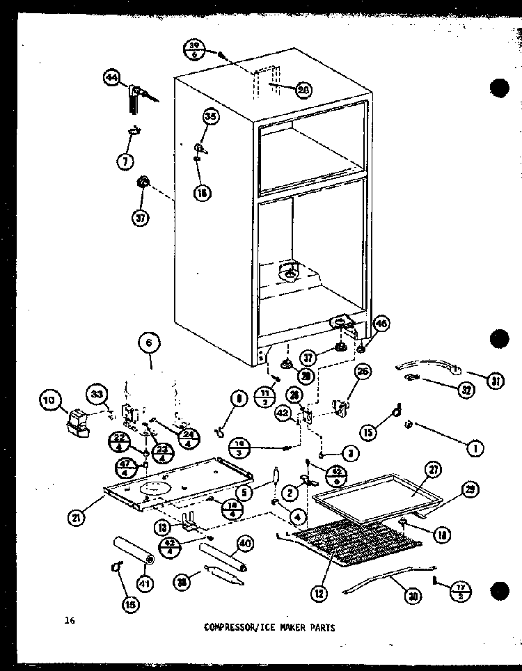 Compressor/ice Maker Parts Diagram and Parts List for TM14H-P77052-3W  Amana Refrigerator
