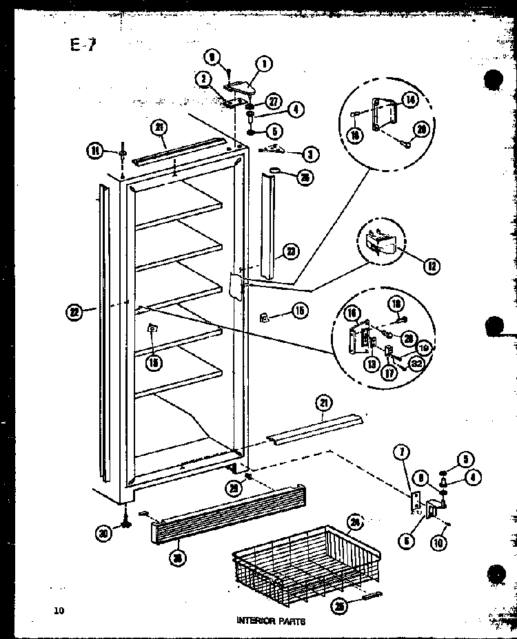Interior Parts Diagram and Parts List for U-23C P60345-83W Amana Freezer