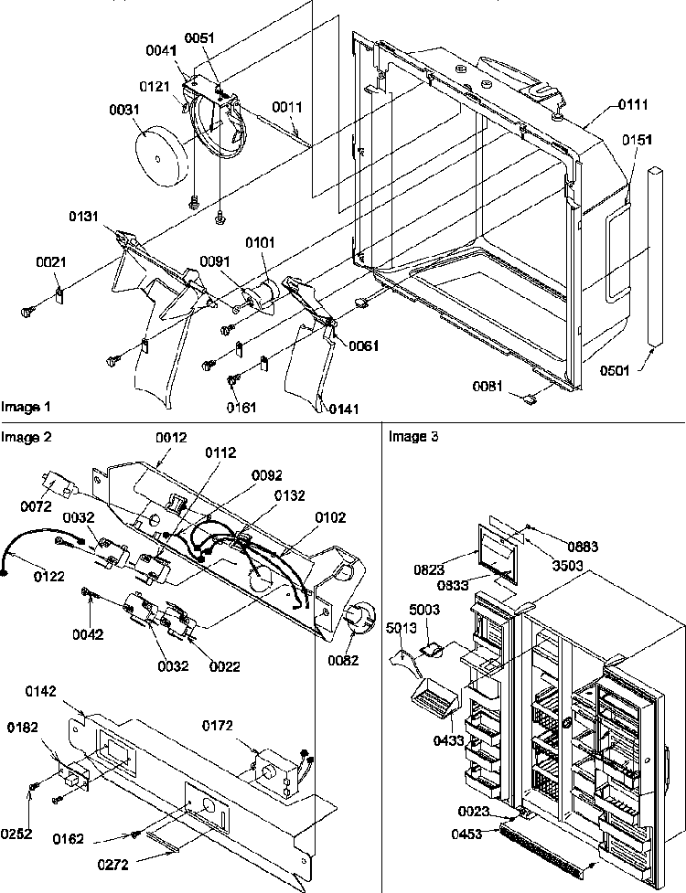 Ice/water Cavity/electronic Bracket/toe Grille Diagram and Parts List for SRD22S3W-P1190319WW  Amana Refrigerator