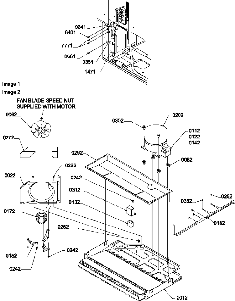 Machine Compartment Diagram and Parts List for TR21VL-P1309401WL  Amana Refrigerator