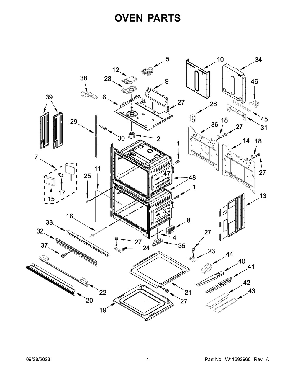 Oven Parts Diagram and Parts List for MOED6030LZ01  Maytag Wall Oven