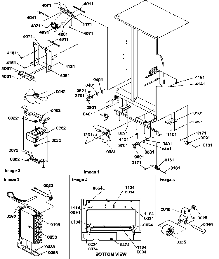 Drain System, Rollers, And Evaporator Assy Diagram and Parts List for SRDE27S3W-P1190602WW  Amana Refrigerator