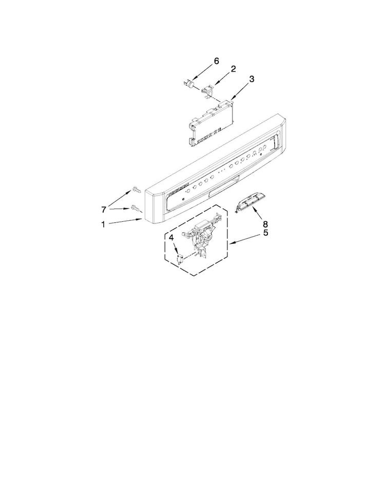 Control Panel And Latch Parts Diagram and Parts List for MDBH979AWS4  Maytag Dishwasher
