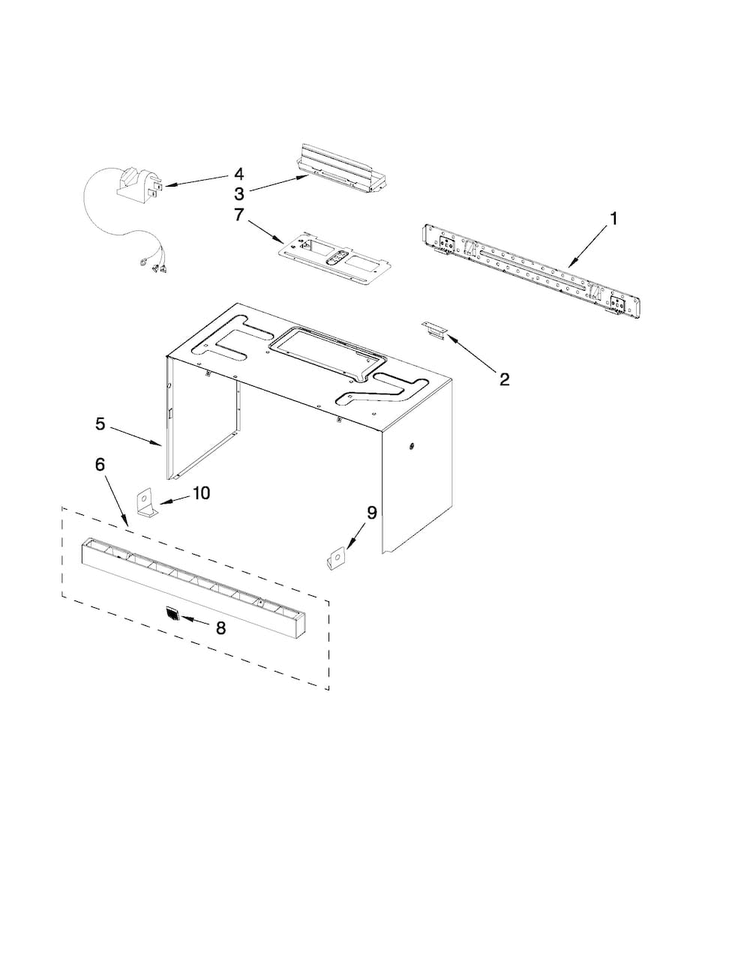Cabinet And Installation Parts Diagram and Parts List for MMV4203WS2  Maytag Microwave